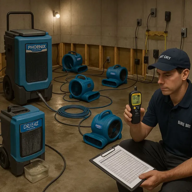 Structural Drying and Dehumidification process in Buckhorn, CA